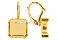 Earring findings, gold plated 925 silver, square for Swarovski 4470 and 4461 12mm - x1pair