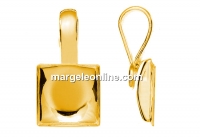 Pendant base, gold plated 925 silver, for square cabochon 10mm - x1