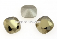 Swarovski, square fancy, metallic light gold, 10mm - x1