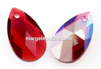 Swarovski, drop pendant, scarlet shimmer, 16mm - x1