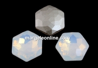 Swarovski 4683, fantasy hexagon, white opal, 8mm - x2