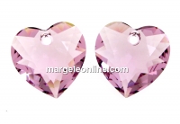 Swarovski, heart pendant, light amethyst, 10.5mm - x2