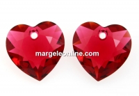 Swarovski, heart pendant, scarlet, 8mm - x2