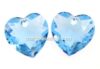 Swarovski, heart pendant, aquamarine, 8mm - x2