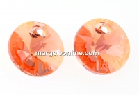 Swarovski, rivoli pendant,  rose peach shimmer, 8mm - x4