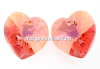 Swarovski, heart pendant, rose peach shimmer, 10mm - x2