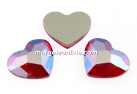 Swarovski, heart cabochon, light siam shimmer, 10mm - x1