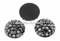 Swarovski, cabochon pave, jet hematite, 6mm - x1