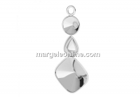 Pendant base, 925 silver, rivoli 6mm and fancy drop and square - x1