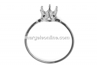 Ring base, 925 silver, chaton 6mm, inside 18.6mm - x1