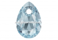 Swarovski, drop pendant, aquamarine, 9mm - x2