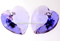 Swarovski, heart pendant, provence lavender, 18mm - x1