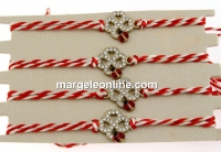 Bratara martisor, trifoi cu cristale, 19x14mm - x4