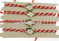 Bratara martisor, floare cu cristale, 21x12mm - x4