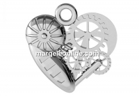 Pendant mechanical heart, 925 silver, 14mm  - x1