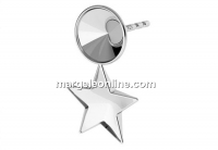 Earring base, 925 silver, rivoli 6mm and fancy star 10mm - x1pair