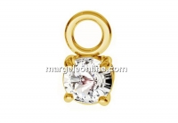 Pendant crystal, gold plated 925 silver, 3.5x6.5mm - x1