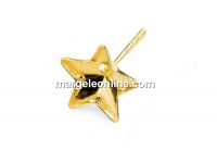 Earring findings, gold plated 925 silver, bar, for Swarovski star 10mm - x1pair