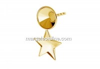 Earring base, gold plated 925 silver, rivoli 6mm and fancy star 10mm - x1pair