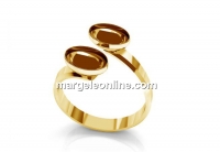 Ring base,  gold plated 925 silver, for 2 fancy rivoli 4122, 14x10mm, adjustable, - x1