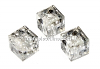 Swarovski, cube bead, crystal silver patina, 6mm - x2