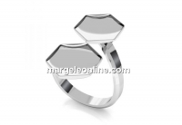 Ring base, 925 silver, for 2 Swarovski 4683, 10mm - x1