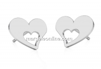 Earring findings heart, 925 silver- x1pair