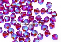 Swarovski, bicone bead, scarlet aurore boreale 2x, 4mm - x20