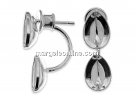 Earring findings, 925 silver, for 2 Swarovski 4320 10x7mm - x1pair