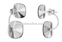 Earring findings, 925 silver, for 2 Swarovski 4470 12mm - x1pair