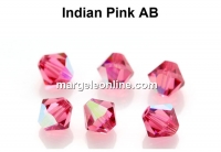 Preciosa, bicone bead, indian pink AB, 4mm - x40