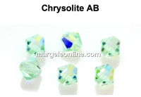 Preciosa, bicone bead, chrysolite AB, 4mm - x40