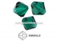 Preciosa, bicone bead, emerald, 4mm - x40