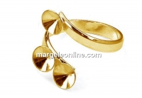 Ring base, gold plated 925 silver, 3 chatons 7mm - x1