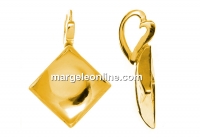 Pendant base, gold plated 925 silver, for 2493 square cabochon 10mm - x1