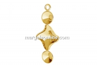 Pendant base, gold plated 925 silver, rivoli 6mm and fancy twister 10.5mm - x1