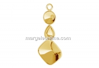 Pendant base, gold plated 925 silver, rivoli 6mm, fancy drop and square - x1