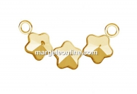 Link base, gold plated 925 silver, 3 fancy flower 6mm - x1