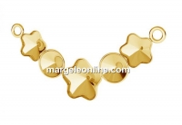 Link base,  gold plated 925 silver, rivoli and fancy flower - x1