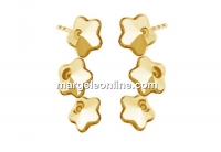 Earring base, gold plated 925 silver, 3 fancy flower 6mm - x1pair