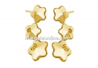 Earring base, gold plated 925 silver, fancy flower 6mm and 10mm - x1pair