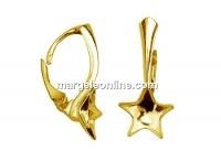 Earring findings, click, gold plated 925 silver, Swarovski star 10mm - x1pair