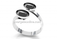 Ring base, 925 silver, for 2 fancy rivoli 4120, 8x6mm, adjustable, - x1