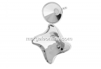 Earring base, 925 silver, rivoli 6mm and fancy twister 10.5mm - x1pair