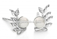 Earrings, 925 silver, with Swarovski 4mm pearl - x1pair