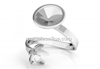 Ring for Swarovski rivoli 8mm and 10mm one hole pearl, 925 silver, adjustable - x1