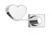 Beads, heart, 925 silver, 7.5mm -x1