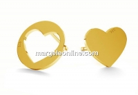 Earrings hearts, gold plated 925 silver, - x1pair