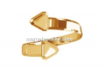 Ring base, gold plated 925 silver, Swarovski 4841 cube 6mm, adjustable, - x1