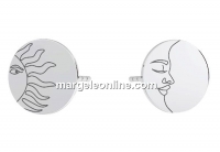 Earring findings sun and moon, 925 silver- x1pair